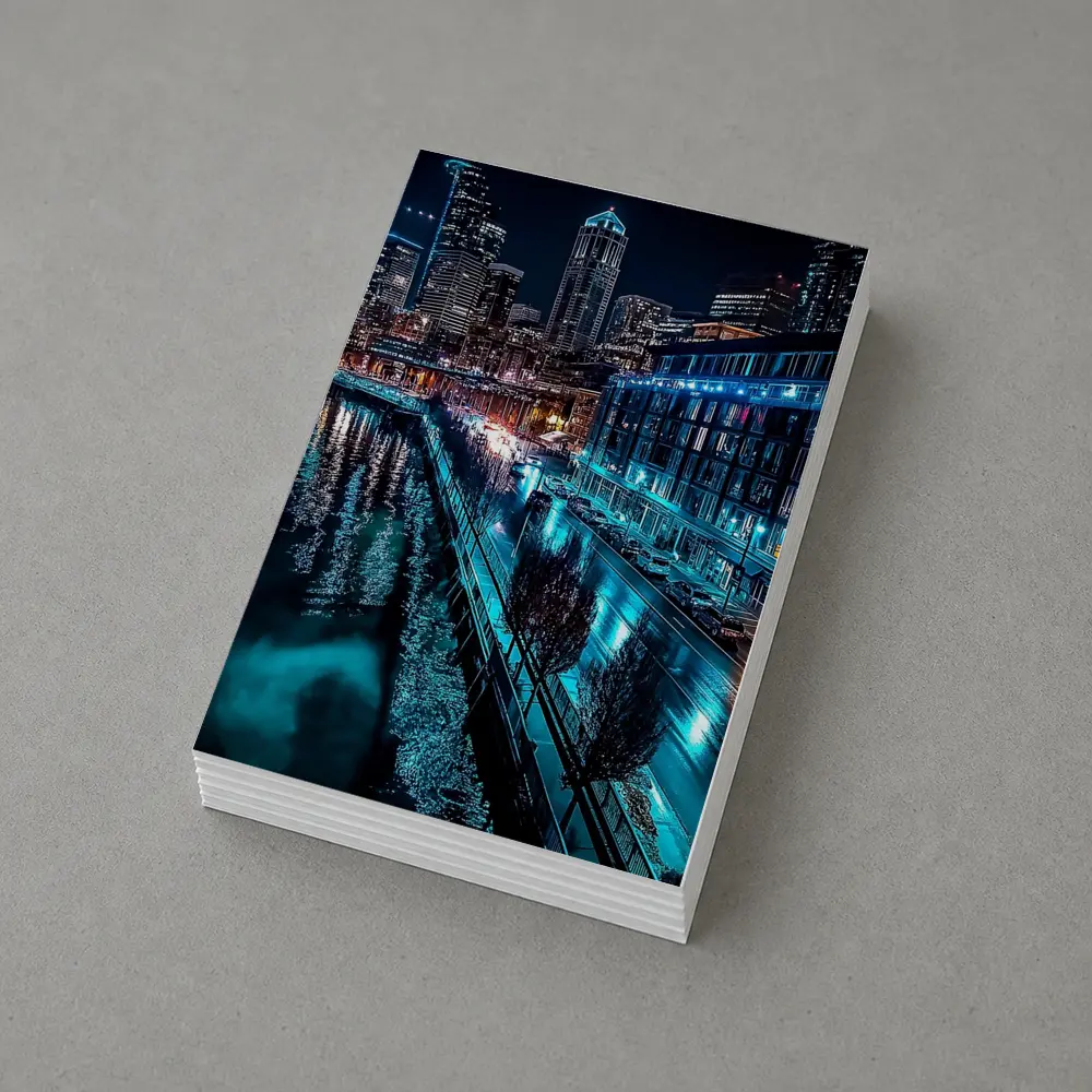 Seattle Waterfront Skyline Glowing At Night – Postcards