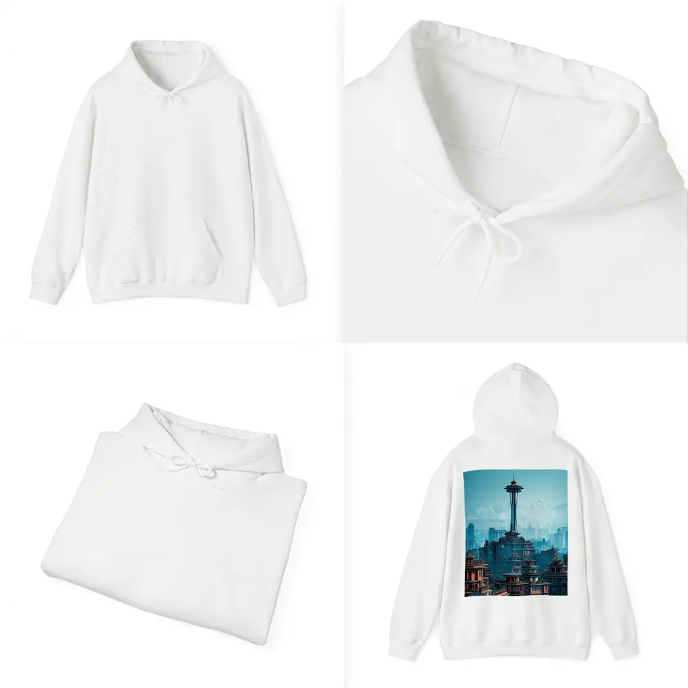 Seattle Space Needle Asian Architecture Skyline Mountains – Hoodies