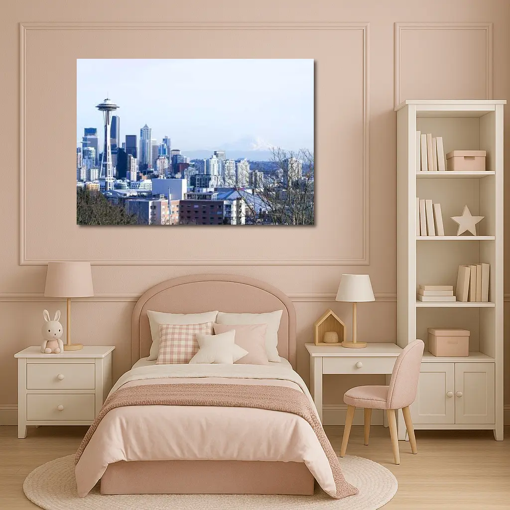 Seattle Skyline Space Needle Mount Rainier – Wall Art