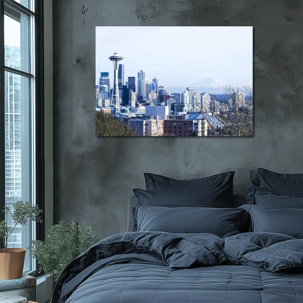 Seattle Skyline Space Needle Mount Rainier – Wall Art