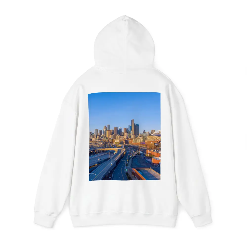 Seattle Skyline Aerial View Blue Sky – Hoodies