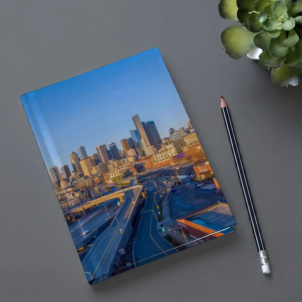 Seattle Skyline Aerial View Blue Sky – Notebooks