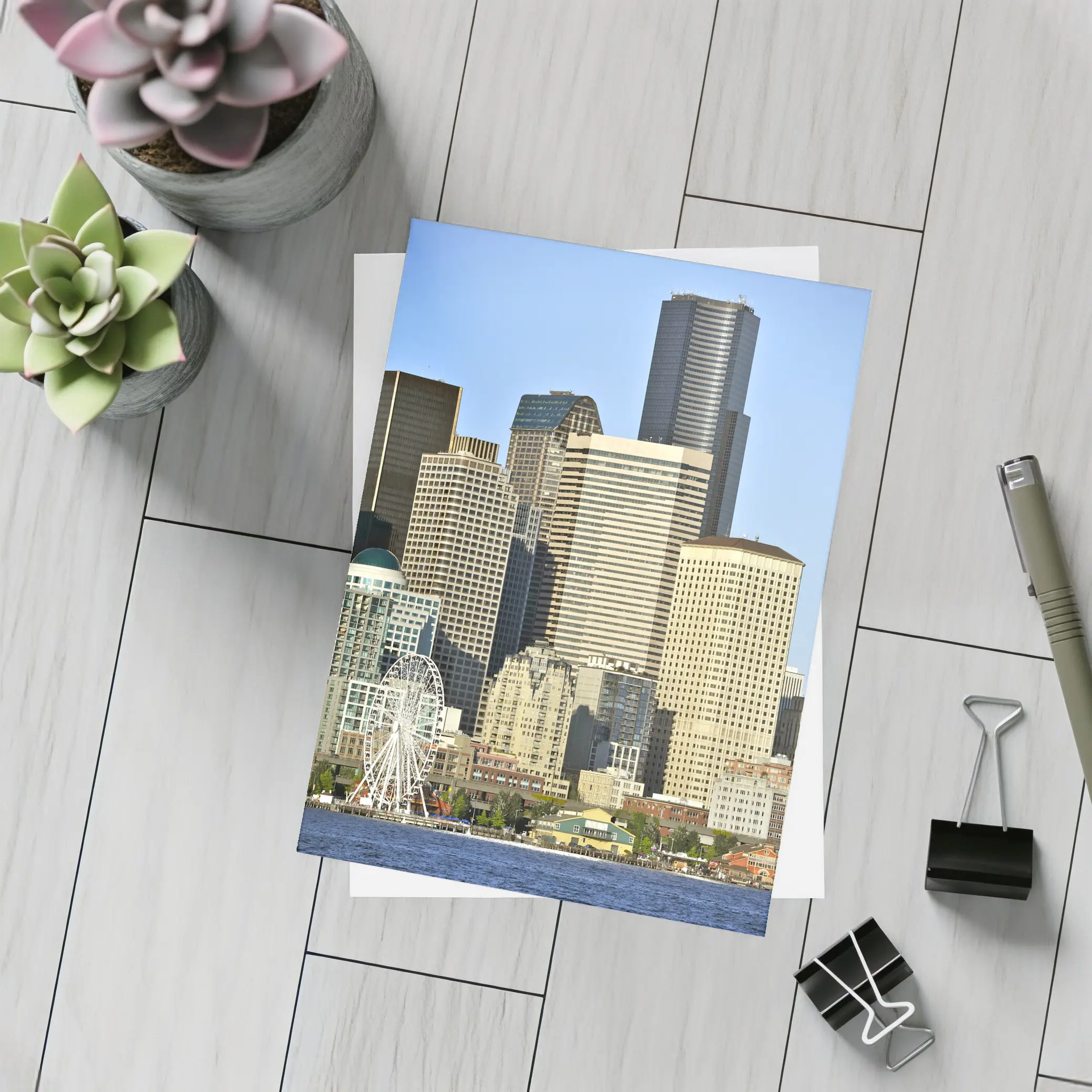 Seattle Waterfront Skyline Ferris Wheel City – Postcards