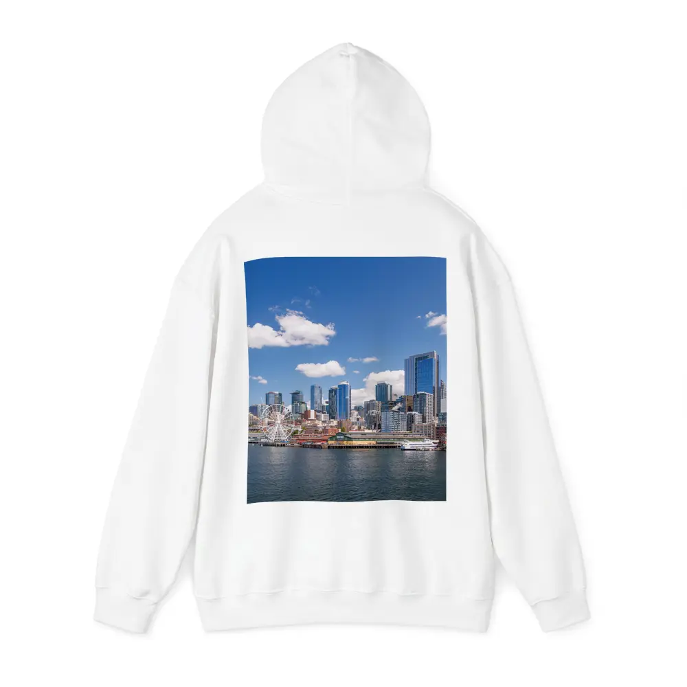 Seattle Skyline Waterfront Ferris Wheel Blue Sky – Hoodies