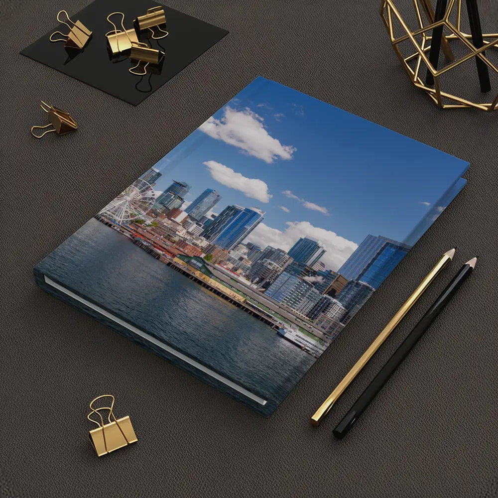 Seattle Skyline Waterfront Ferris Wheel Blue Sky – Notebooks