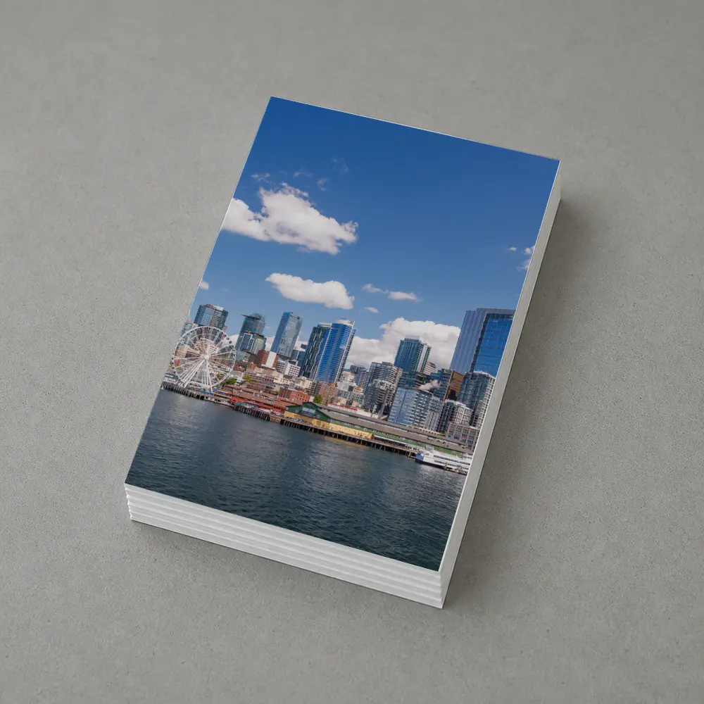 Seattle Skyline Waterfront Ferris Wheel Blue Sky – Postcards