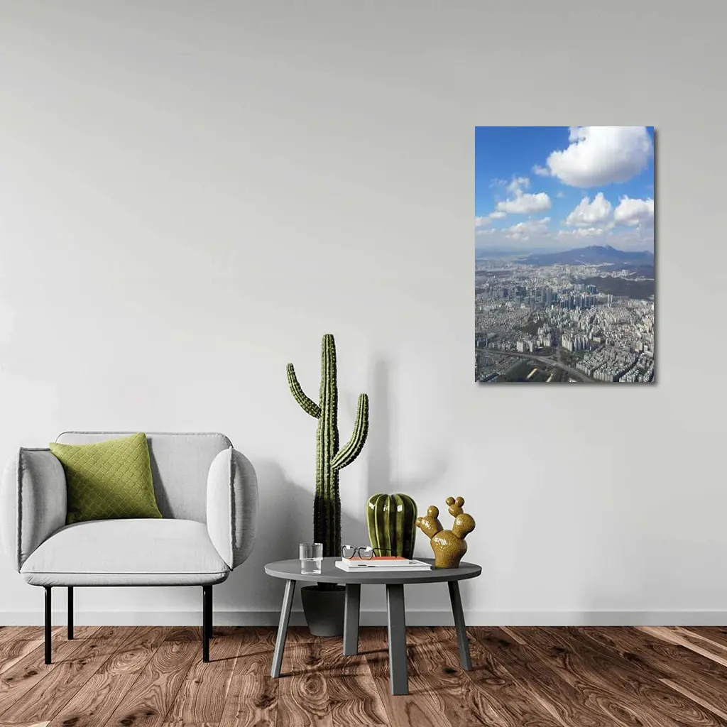 Seoul City Aerial View Blue Sky – Wall Art