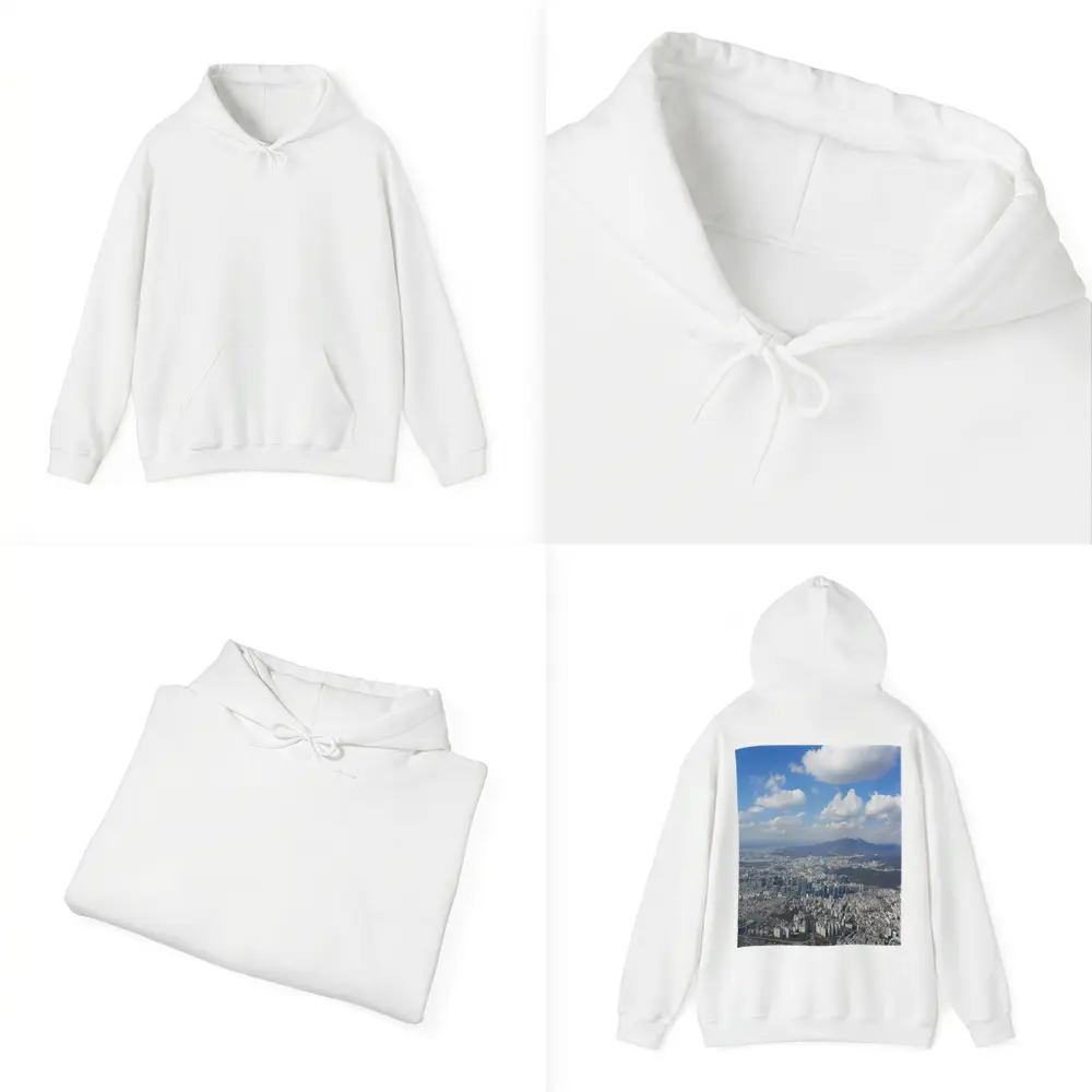 Seoul City Aerial View Blue Sky – Hoodies
