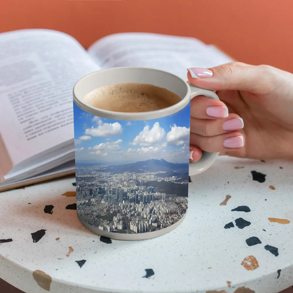 Seoul City Aerial View Blue Sky – Mugs