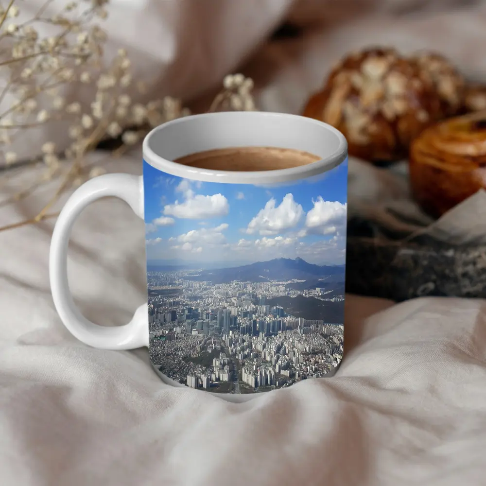 Seoul City Aerial View Blue Sky – Mugs