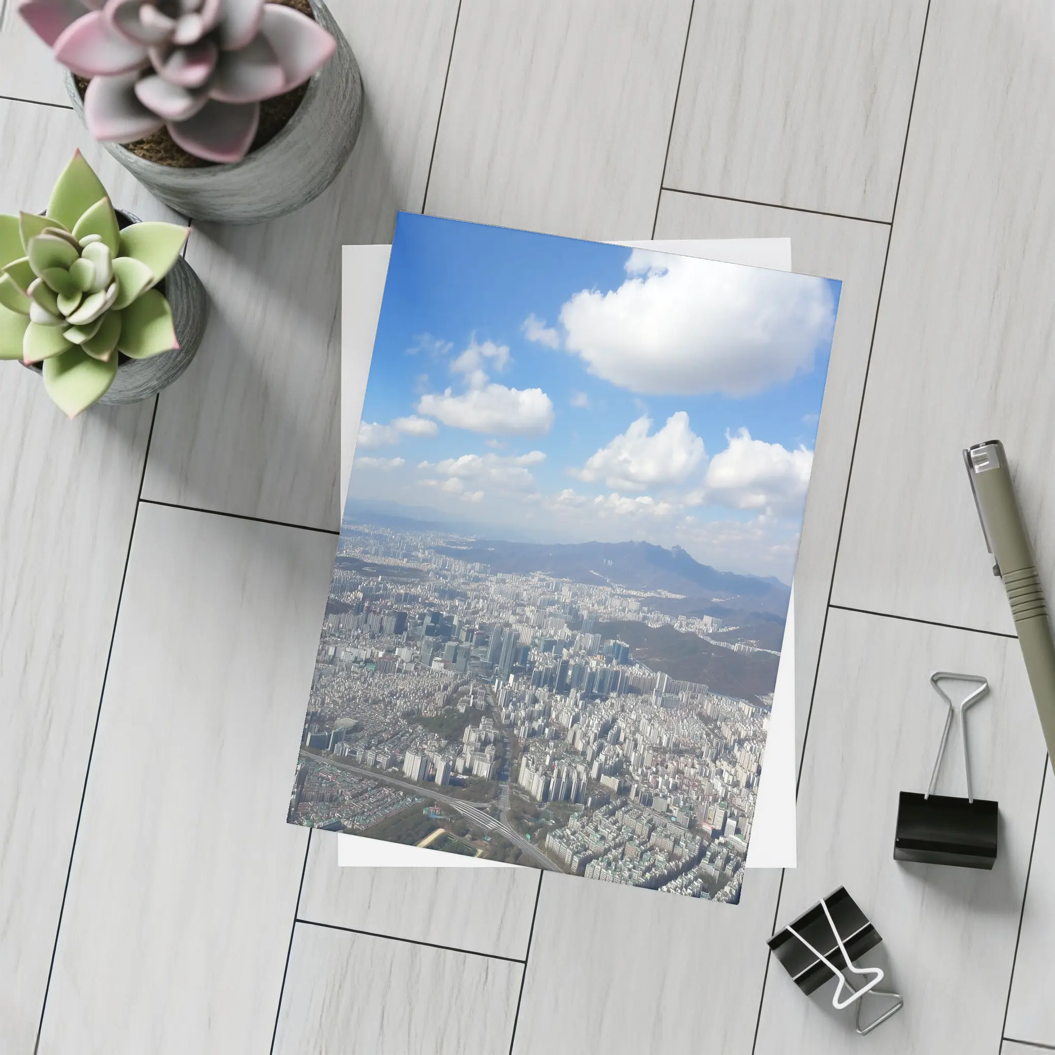 Seoul City Aerial View Blue Sky – Postcards