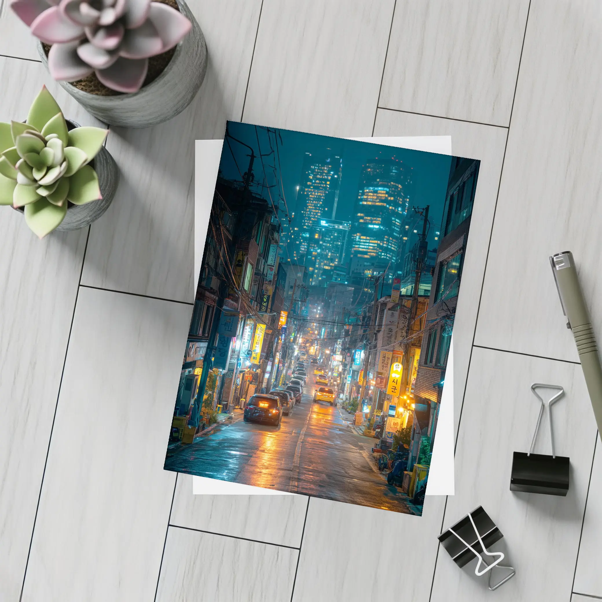 Seoul South Korea Rainy Night City Street – Postcards