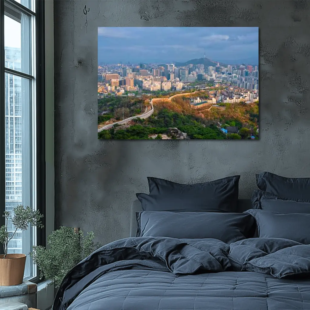 Seoul Skyline With Ancient City Wall – Wall Art