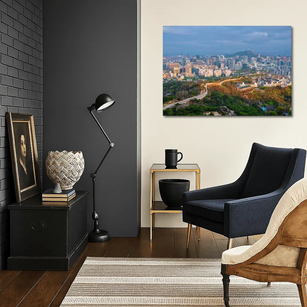Seoul Skyline With Ancient City Wall – Wall Art