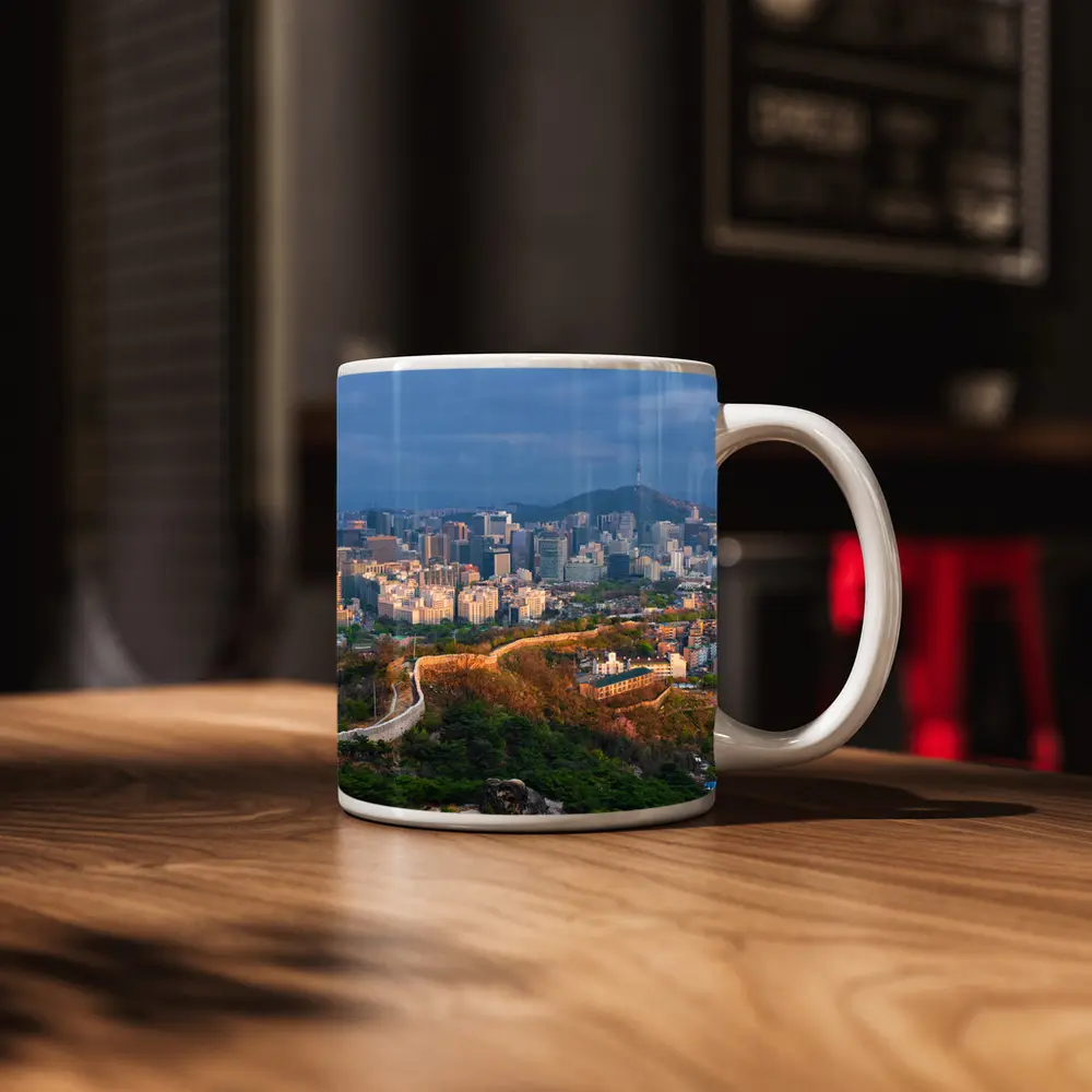 Seoul Skyline With Ancient City Wall – Mugs
