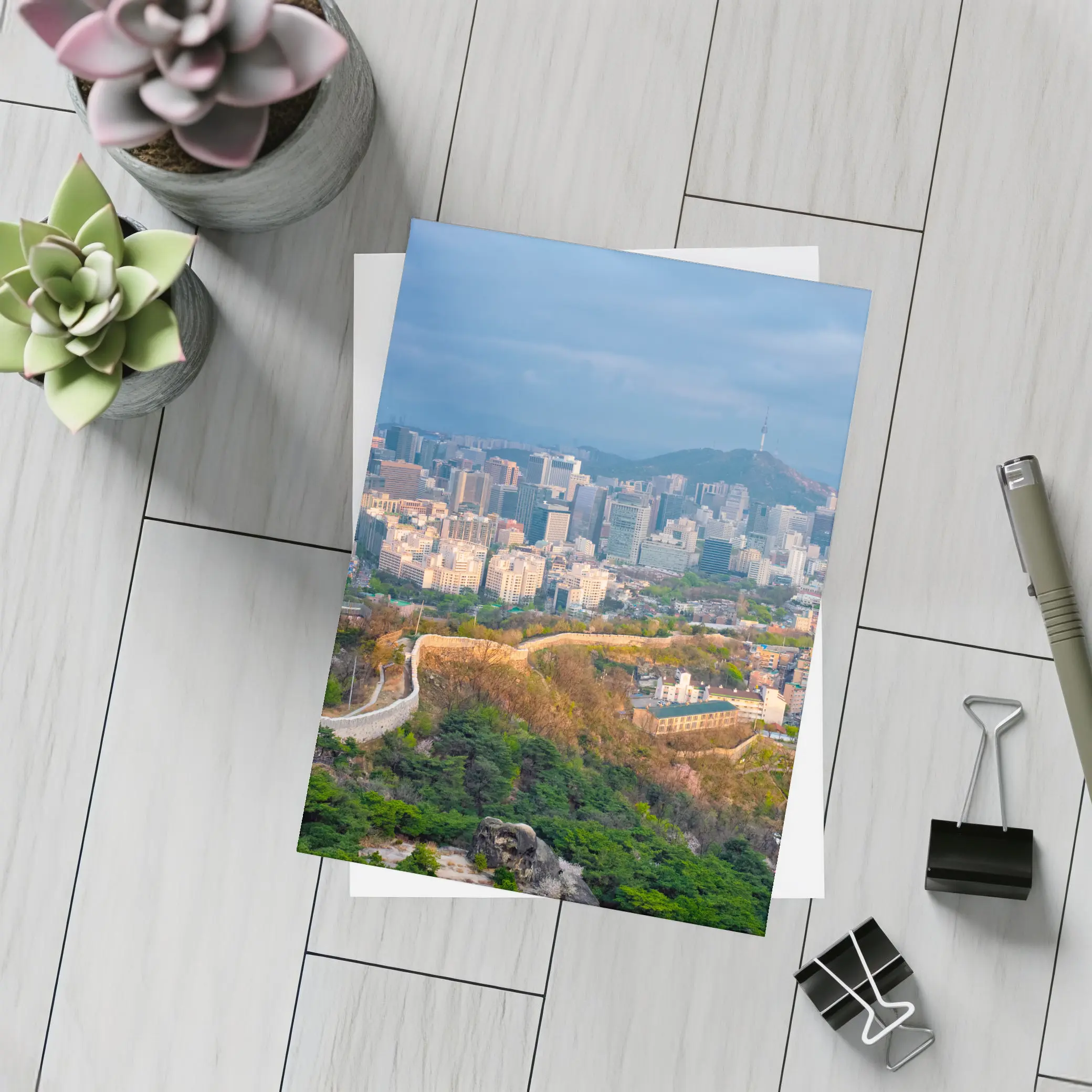 Seoul Skyline With Ancient City Wall – Postcards