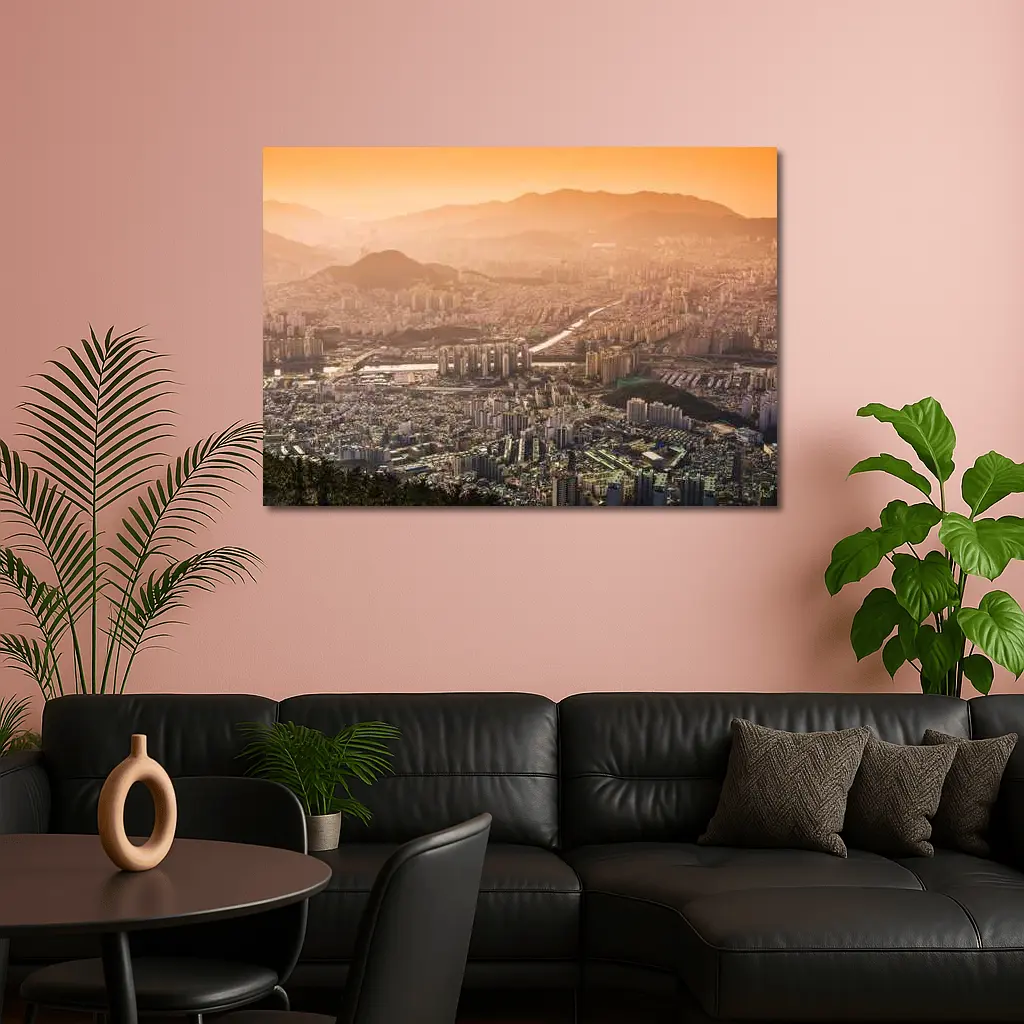 Seoul South Korea City Aerial Sunset View – Wall Art