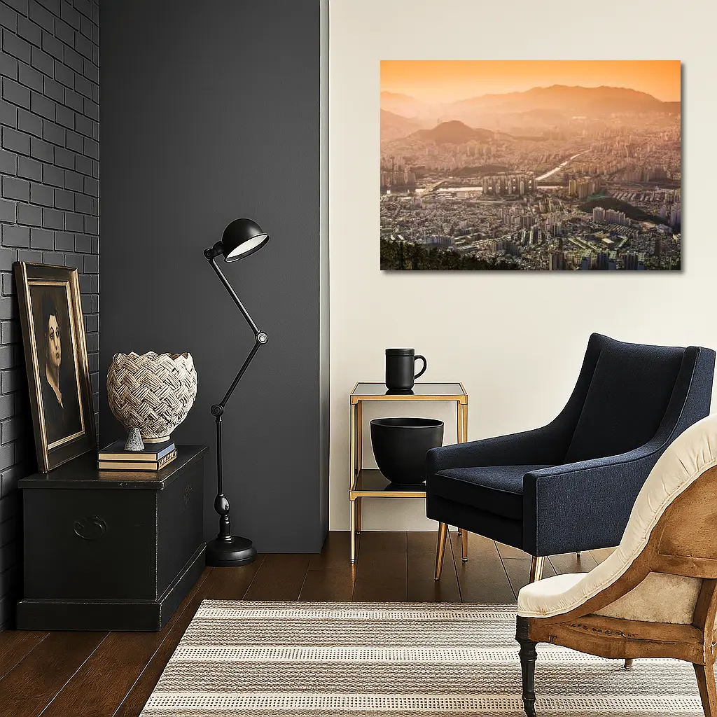 Seoul South Korea City Aerial Sunset View – Wall Art