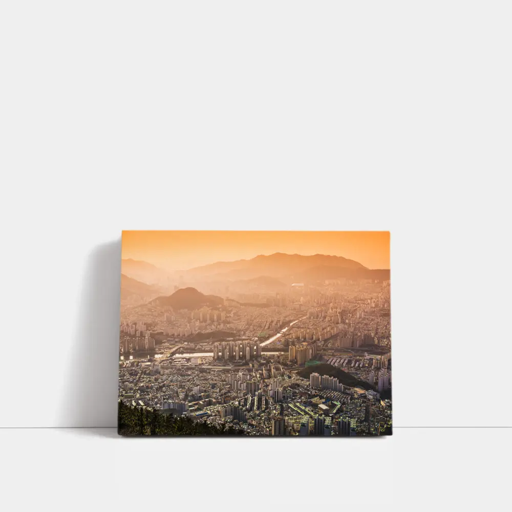Seoul South Korea City Aerial Sunset View – Wall Art