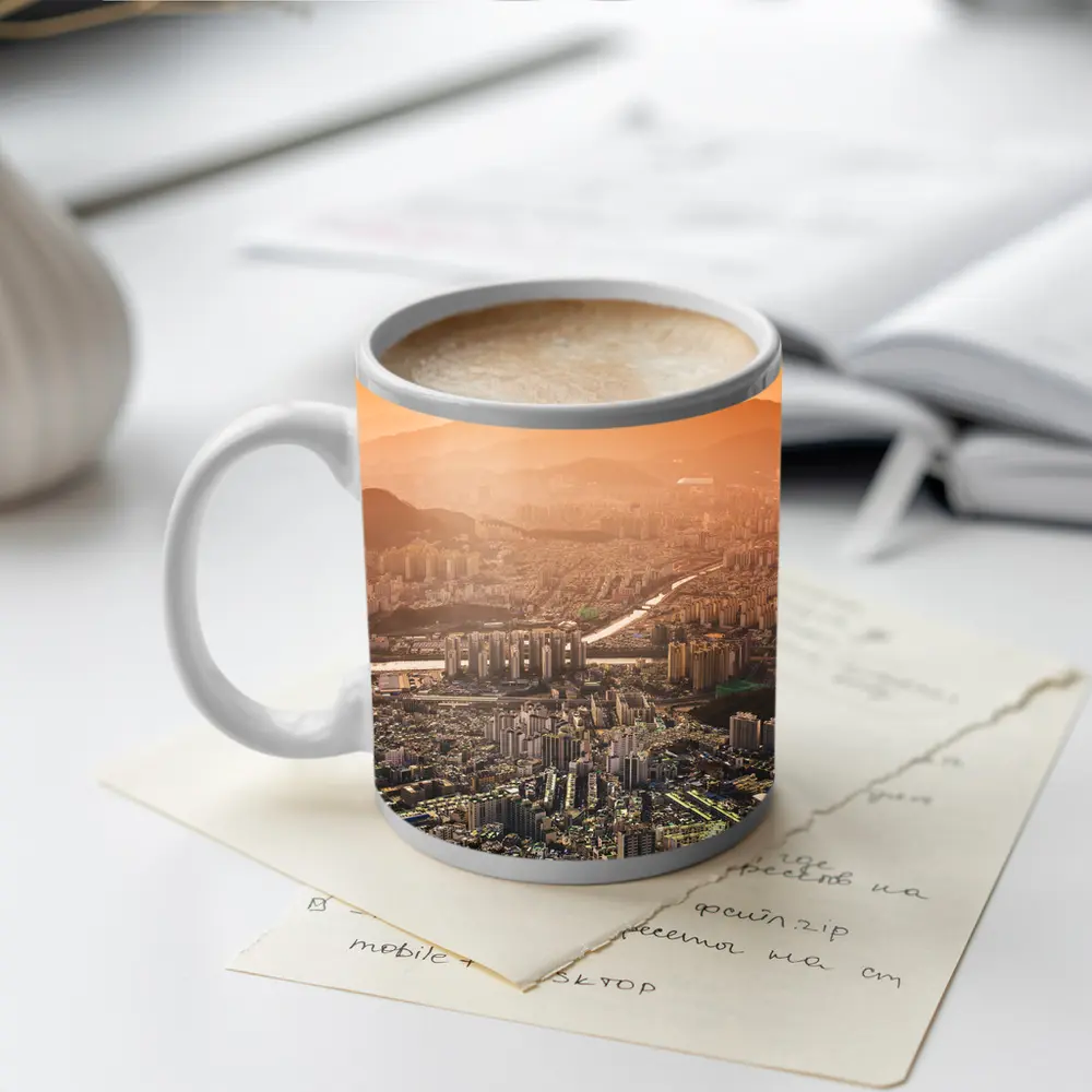 Seoul South Korea City Aerial Sunset View – Mugs