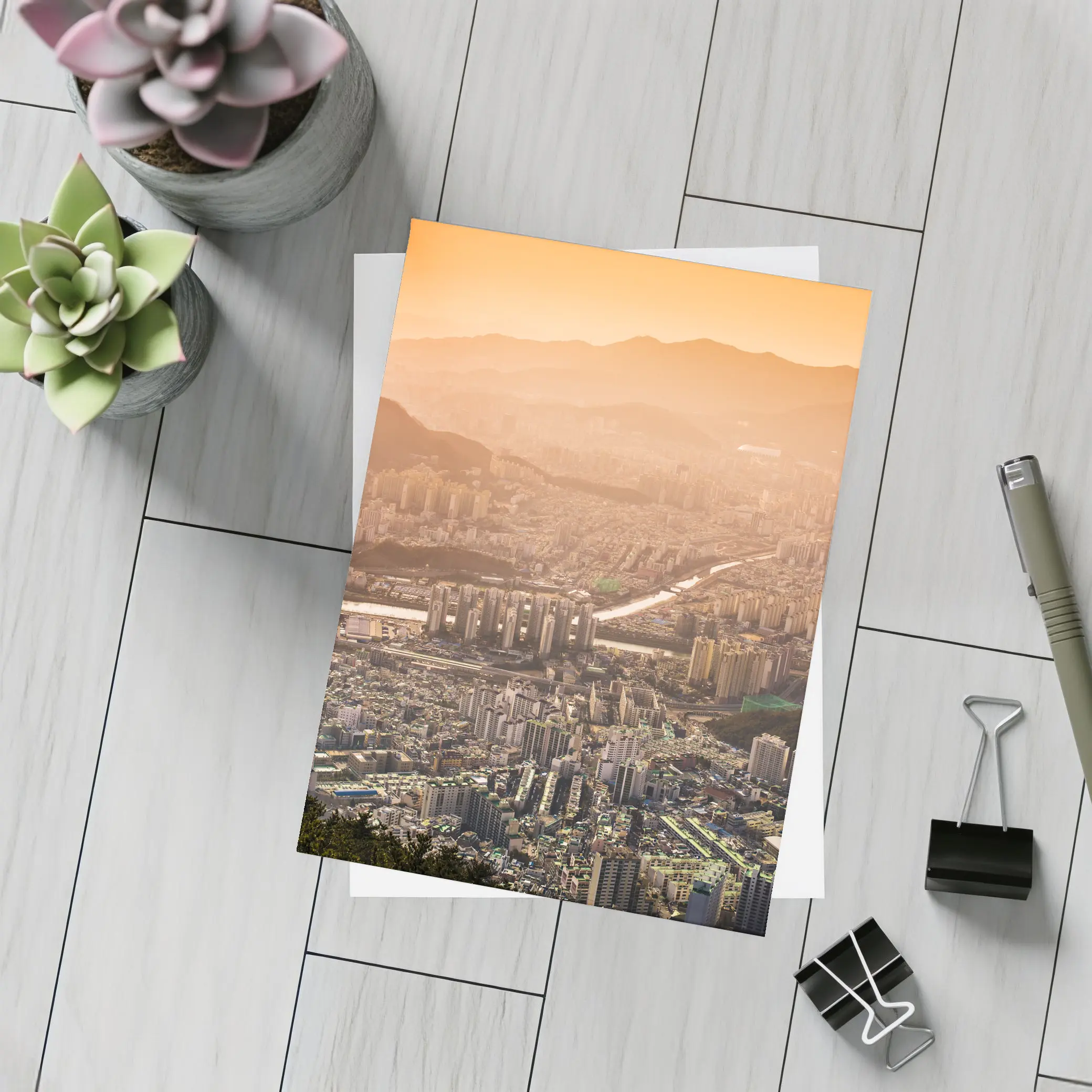 Seoul South Korea City Aerial Sunset View – Postcards