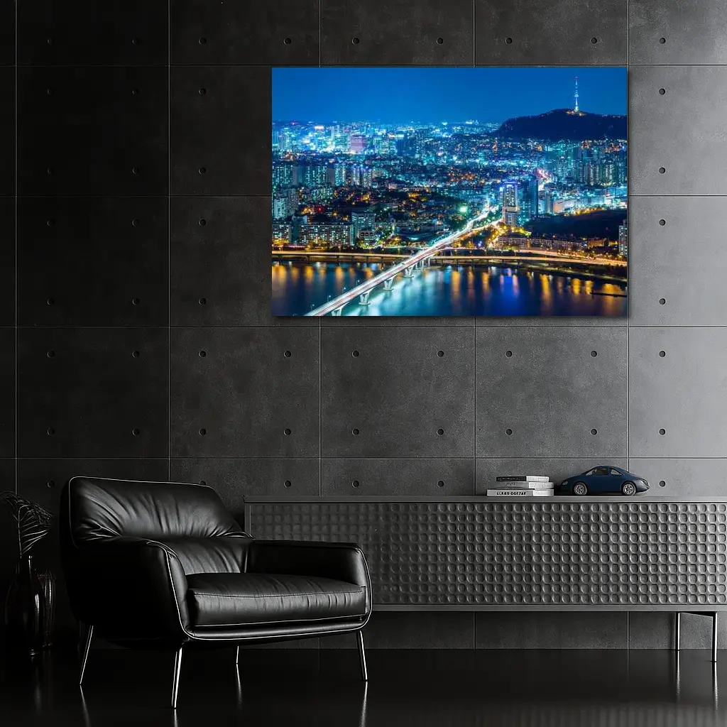 Seoul City Skyline at Night Han River – Wall Art