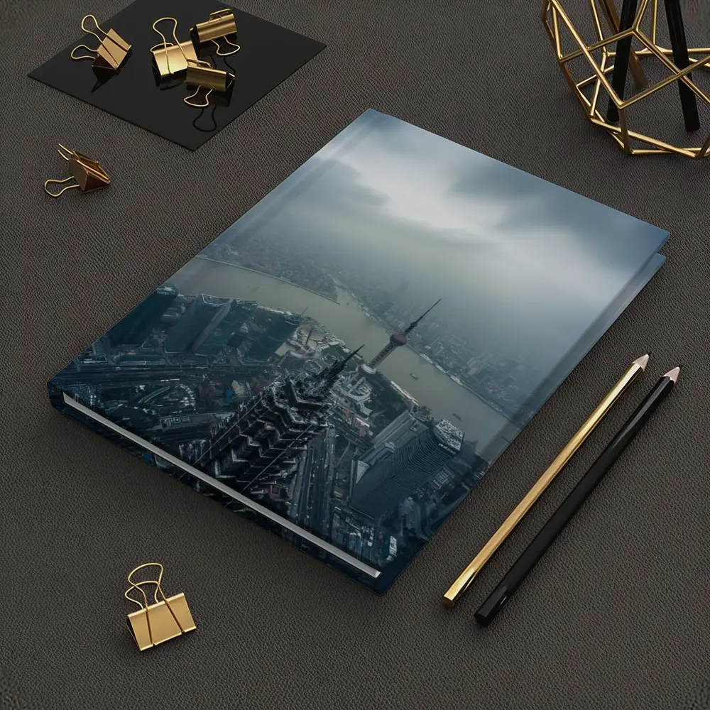 Shanghai Skyline Aerial View Stormy Sky – Notebooks