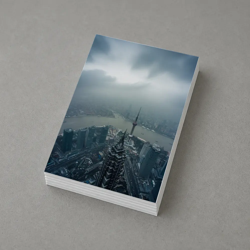 Shanghai Skyline Aerial View Stormy Sky – Postcards