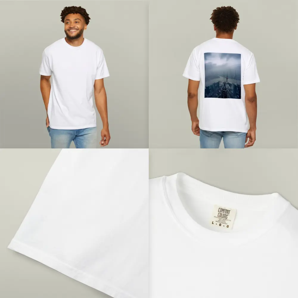 Shanghai Skyline Aerial View Stormy Sky – T-Shirts