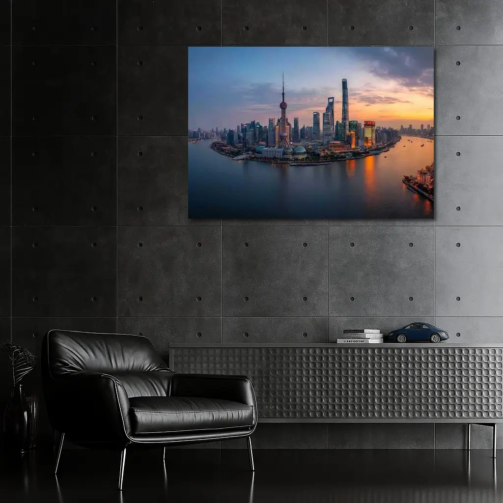 Shanghai Skyline Sunset Over Huangpu River – Wall Art
