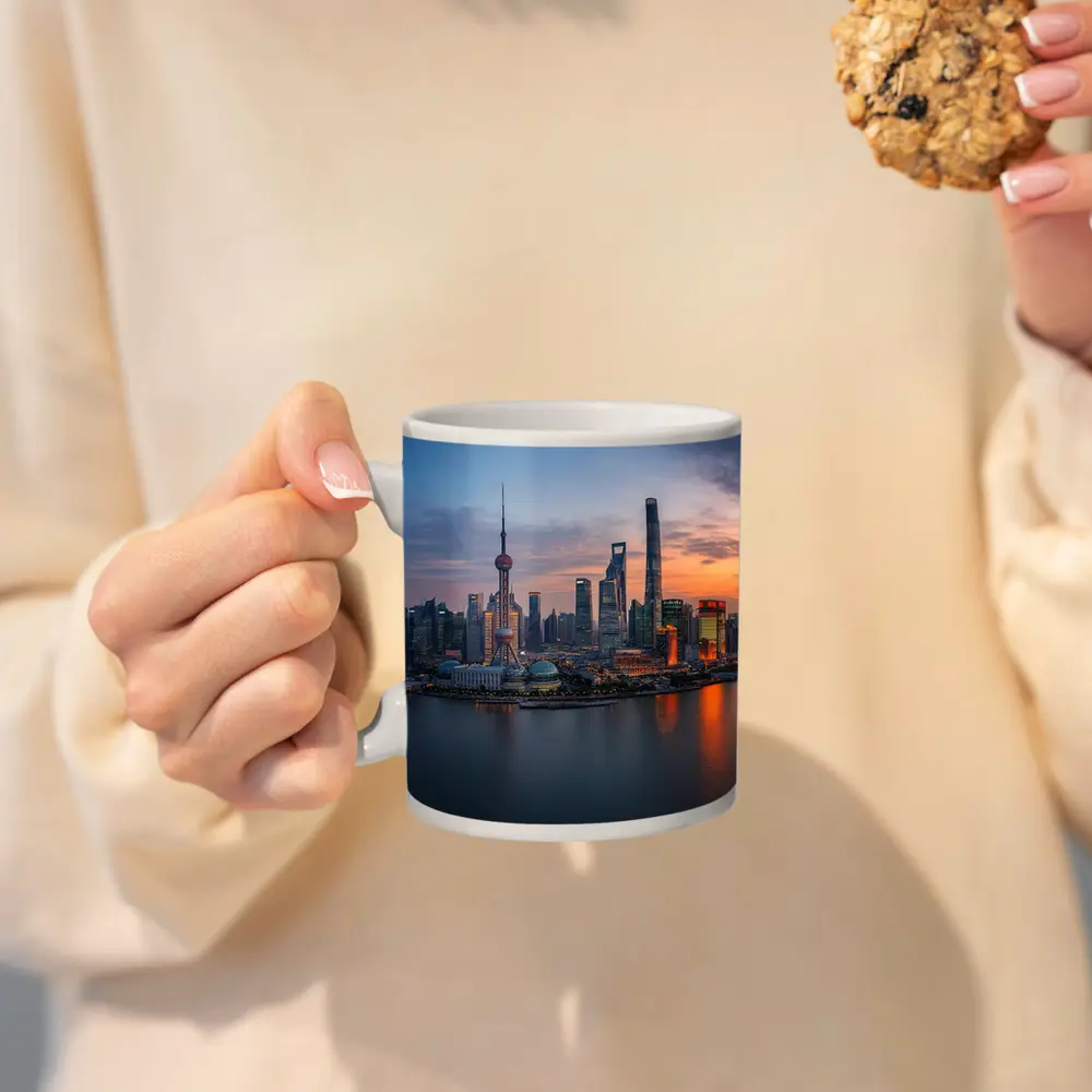 Shanghai Skyline Sunset Over Huangpu River – Mugs
