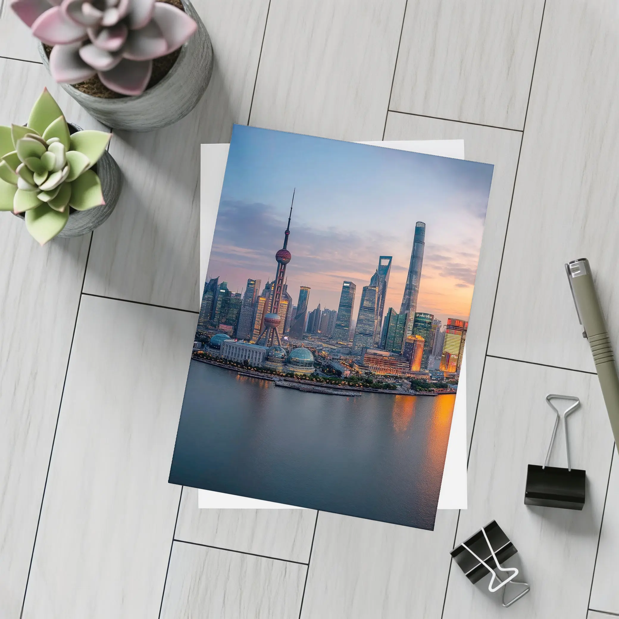 Shanghai Skyline Sunset Over Huangpu River – Postcards
