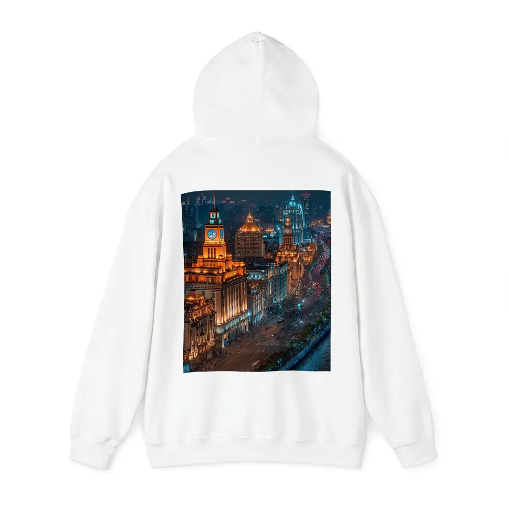 Shanghai Bund Skyline Glowing At Night – Hoodies