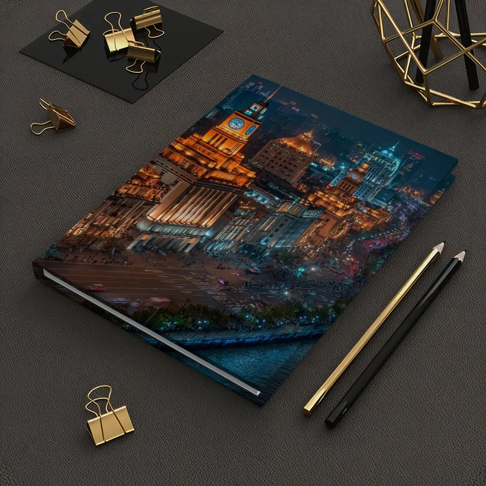 Shanghai Bund Skyline Glowing At Night – Notebooks