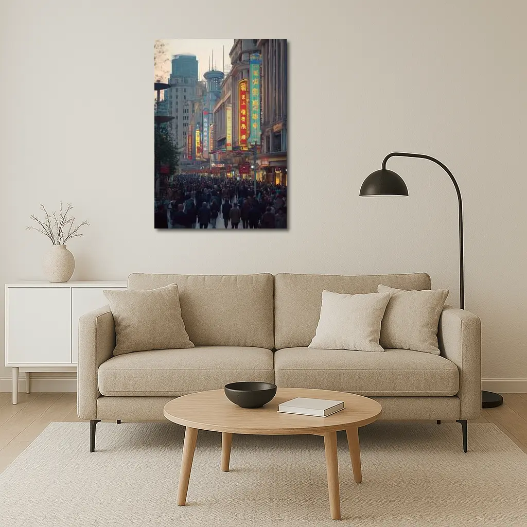Shanghai Nanjing Road Busy Street Scene – Wall Art