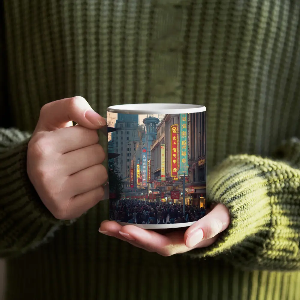 Shanghai Nanjing Road Busy Street Scene – Mugs