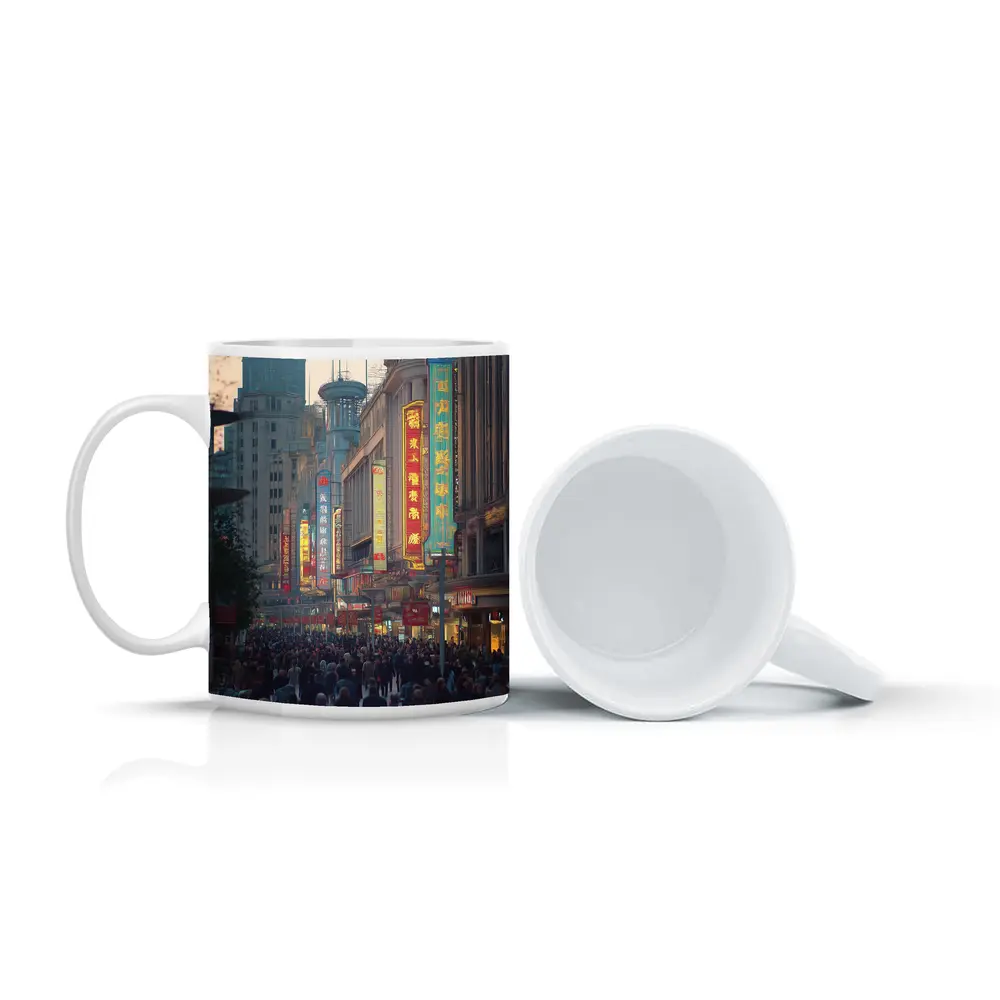 Shanghai Nanjing Road Busy Street Scene – Mugs