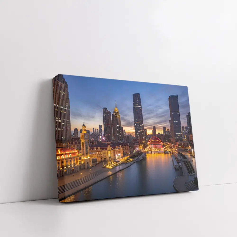 Tianjin China Skyline River At Dusk – Wall Art