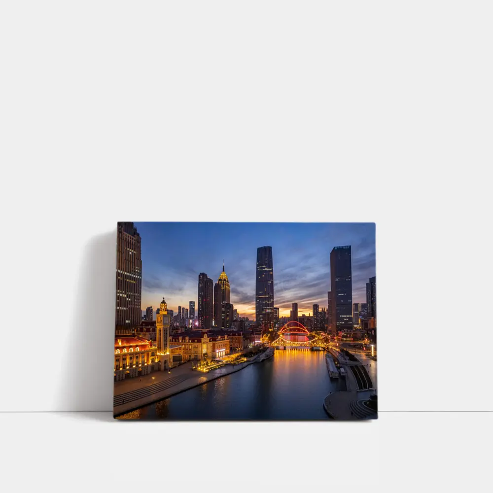 Tianjin China Skyline River At Dusk – Wall Art