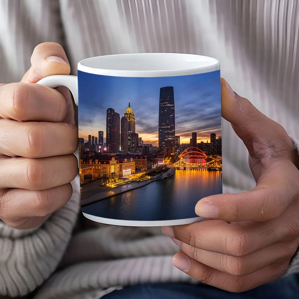 Tianjin China Skyline River At Dusk – Mugs
