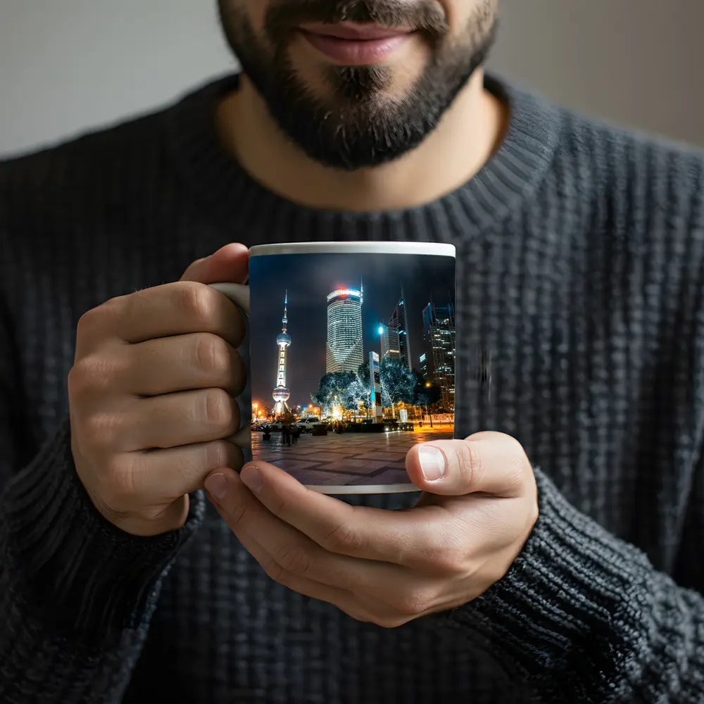 Shanghai Pudong Skyline Oriental Pearl Tower Night – Mugs