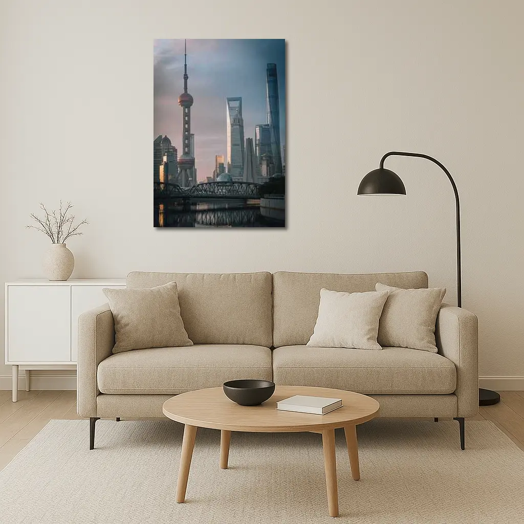 Shanghai Skyline Bridge at Golden Hour – Wall Art