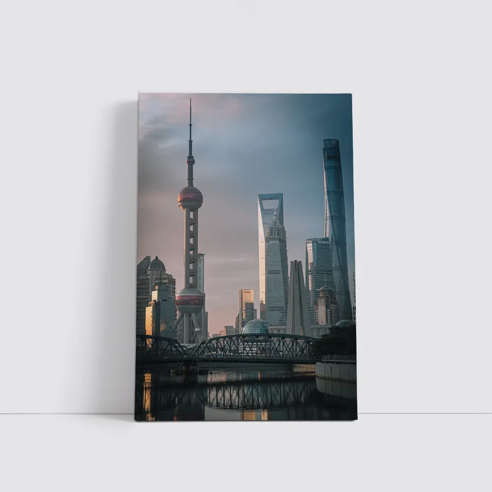 Shanghai Skyline Bridge at Golden Hour – Wall Art