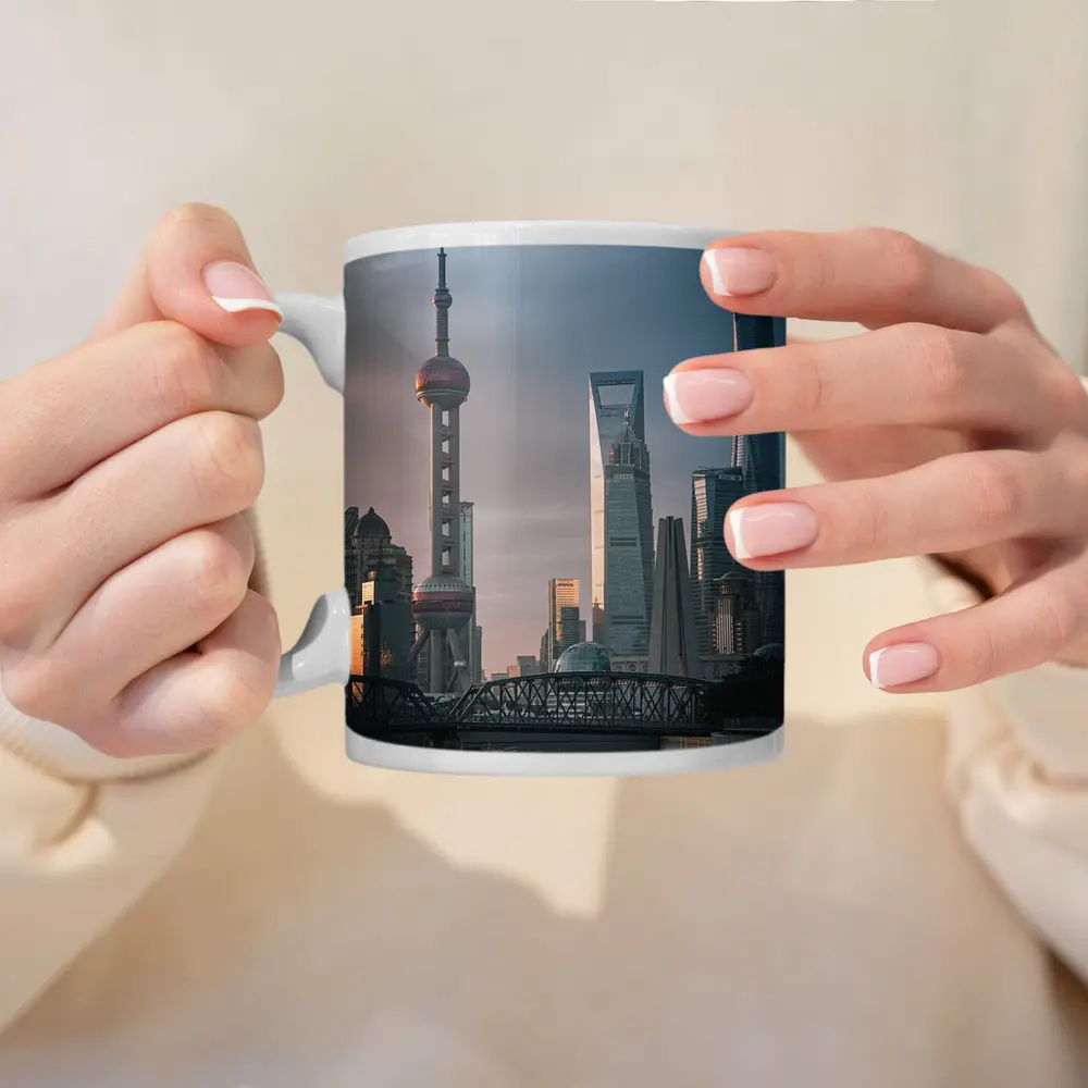 Shanghai Skyline Bridge at Golden Hour – Mugs