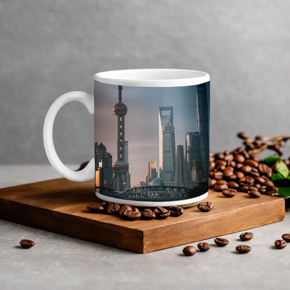Shanghai Skyline Bridge at Golden Hour – Mugs