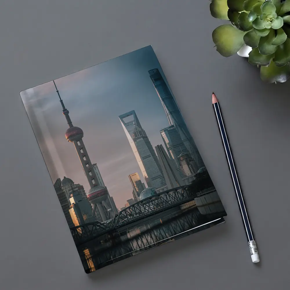 Shanghai Skyline Bridge at Golden Hour – Notebooks