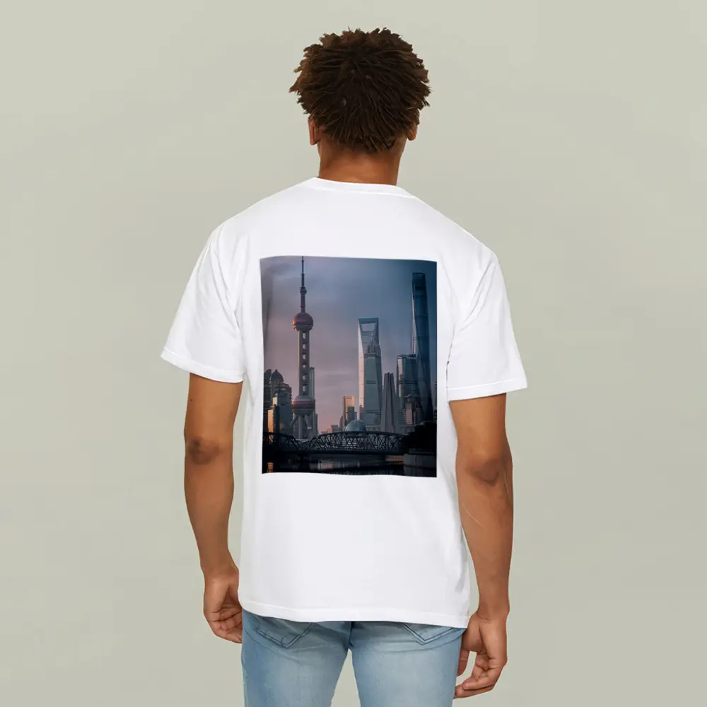 Shanghai Skyline Bridge at Golden Hour – T-Shirts