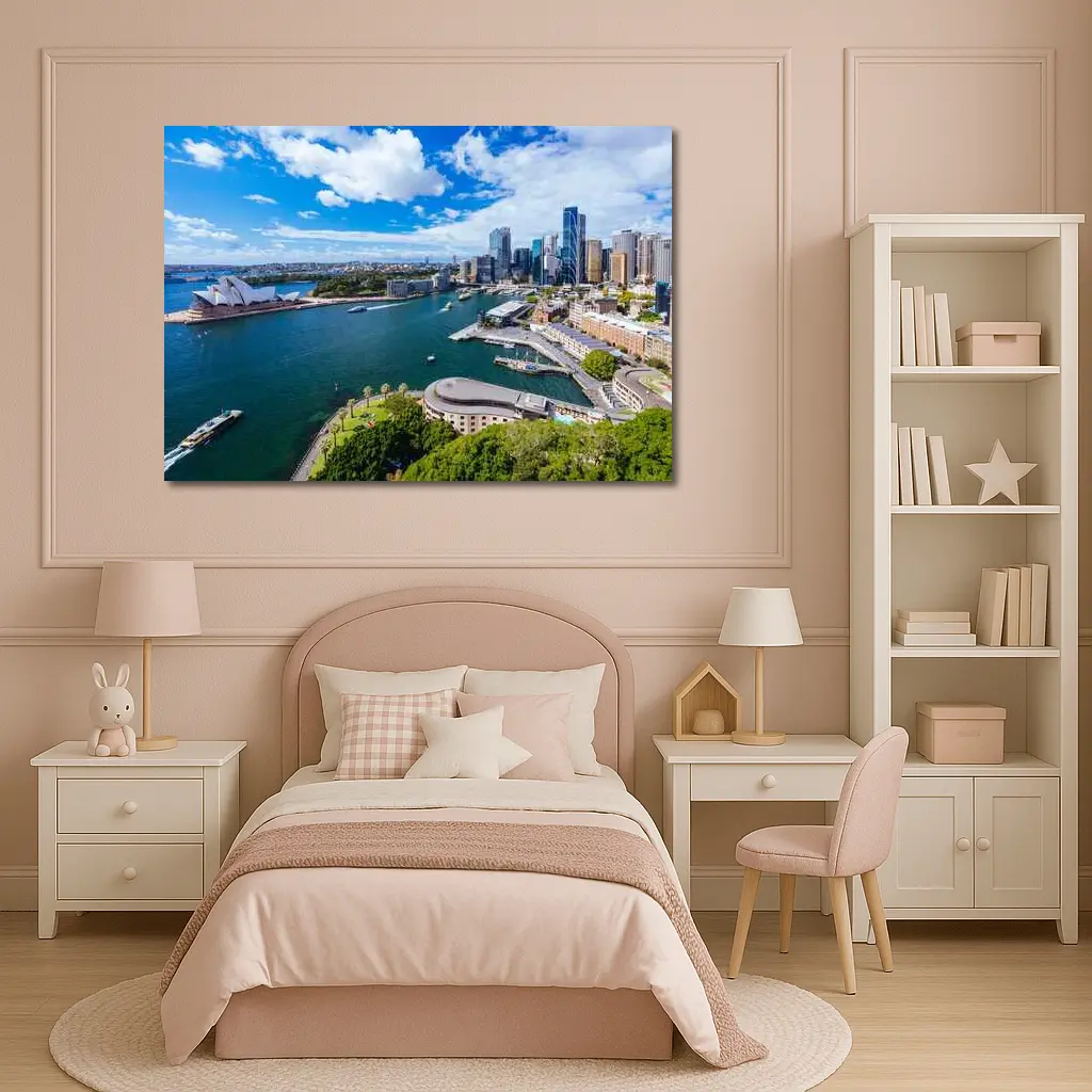 Sydney Opera House Harbour Skyline Aerial View – Wall Art