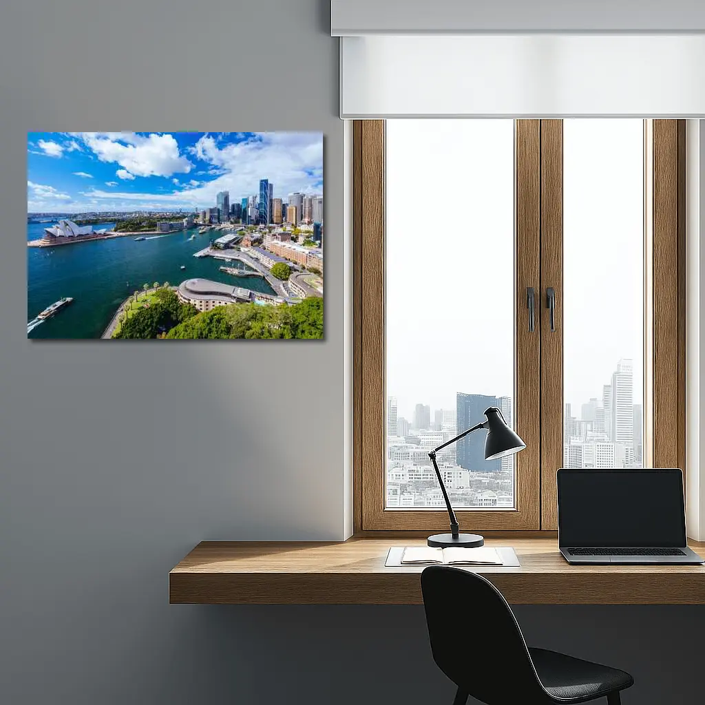 Sydney Opera House Harbour Skyline Aerial View – Wall Art