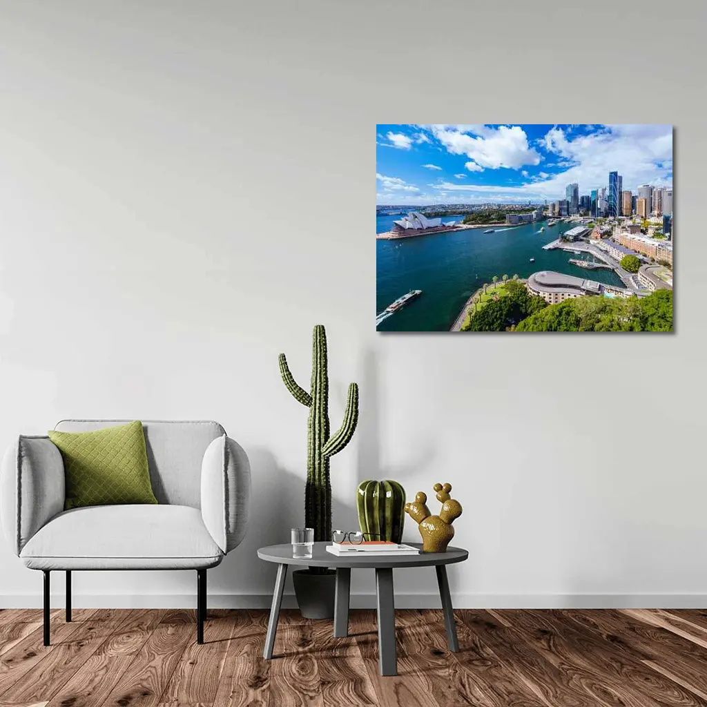 Sydney Opera House Harbour Skyline Aerial View – Wall Art